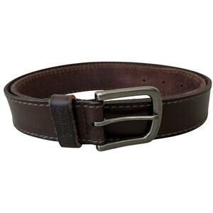 Levi’s leather belt silver tone belt buckle brown western everyday 38 -40 L
